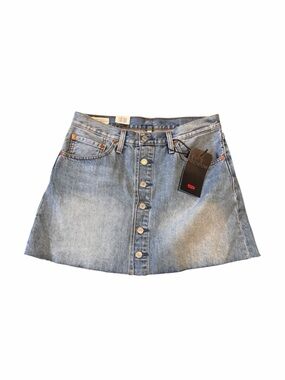 Levi's Premium NWT A-Line Denim Mini Skirt Country Western Cowgirl Raw Hem